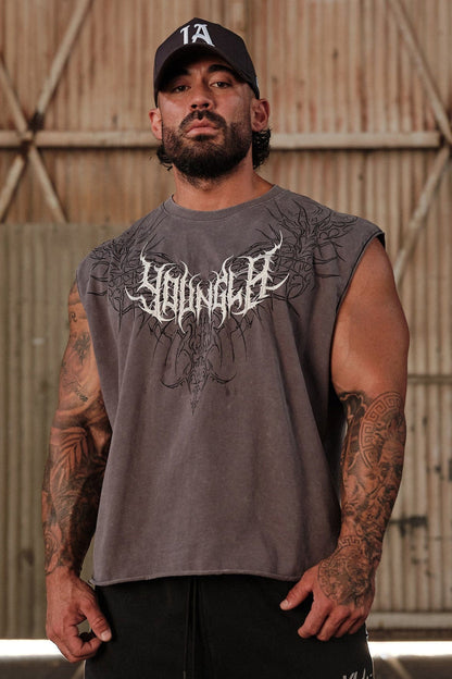 3027 Playera YoungLA Sin Mangas Dark Wave Cut-Offs