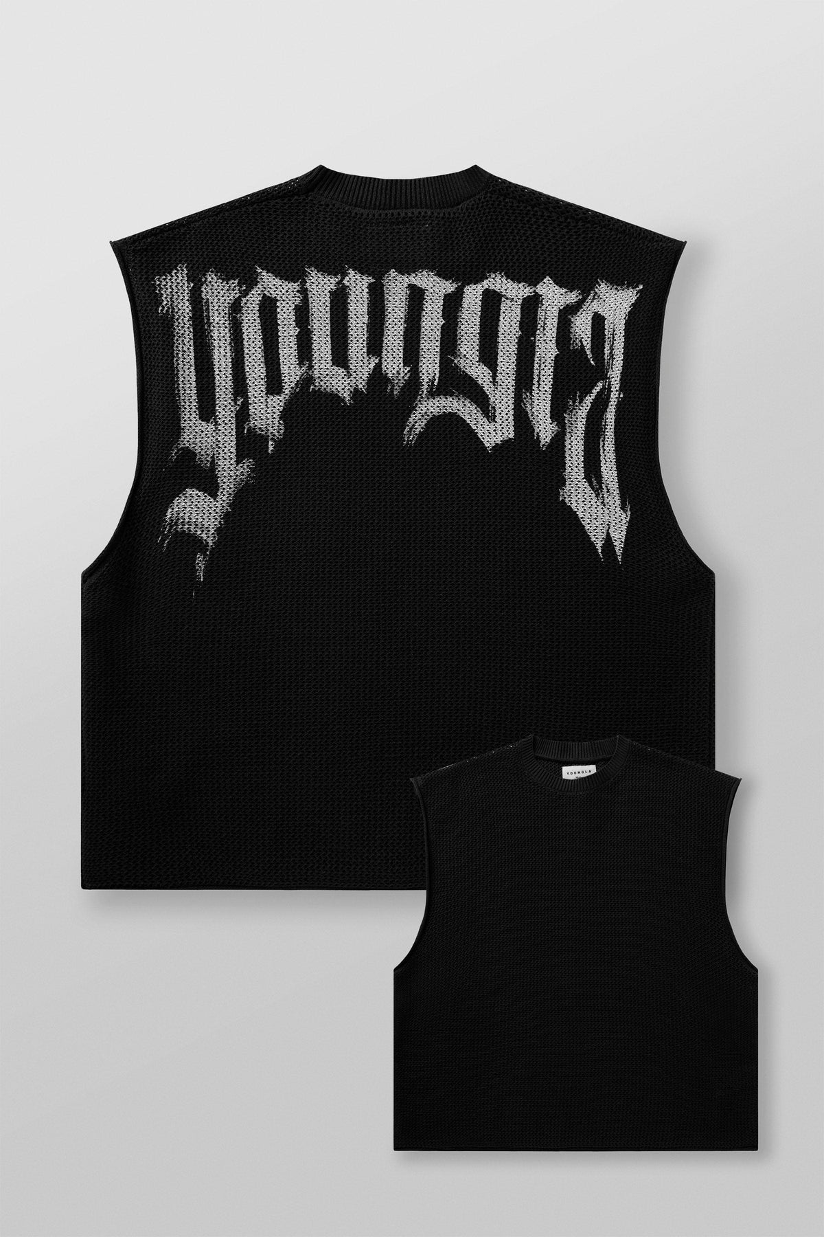 Drop Shoulder Knit Cut-Off Black