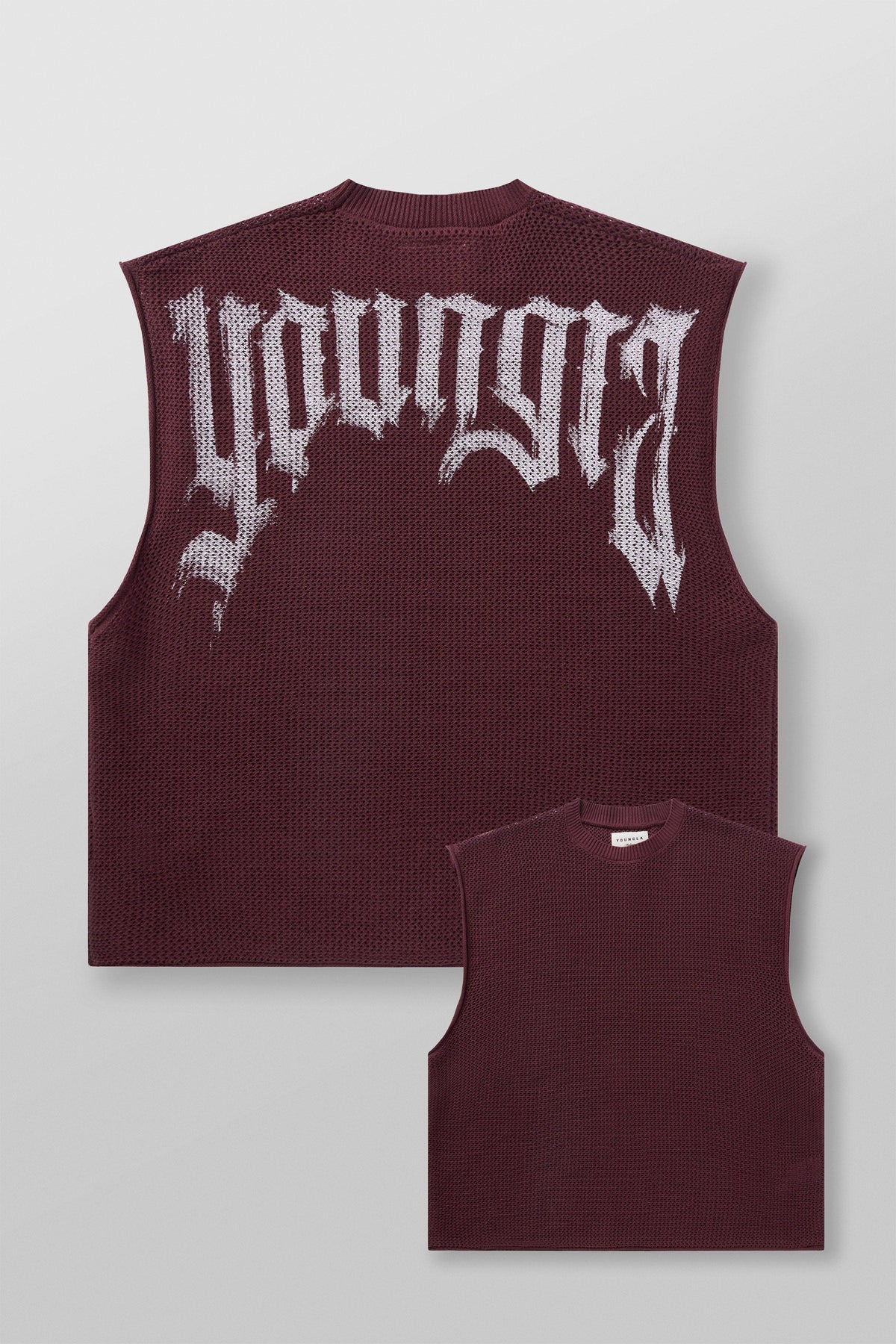 Drop Shoulder Knit Cut-Off Burgundy