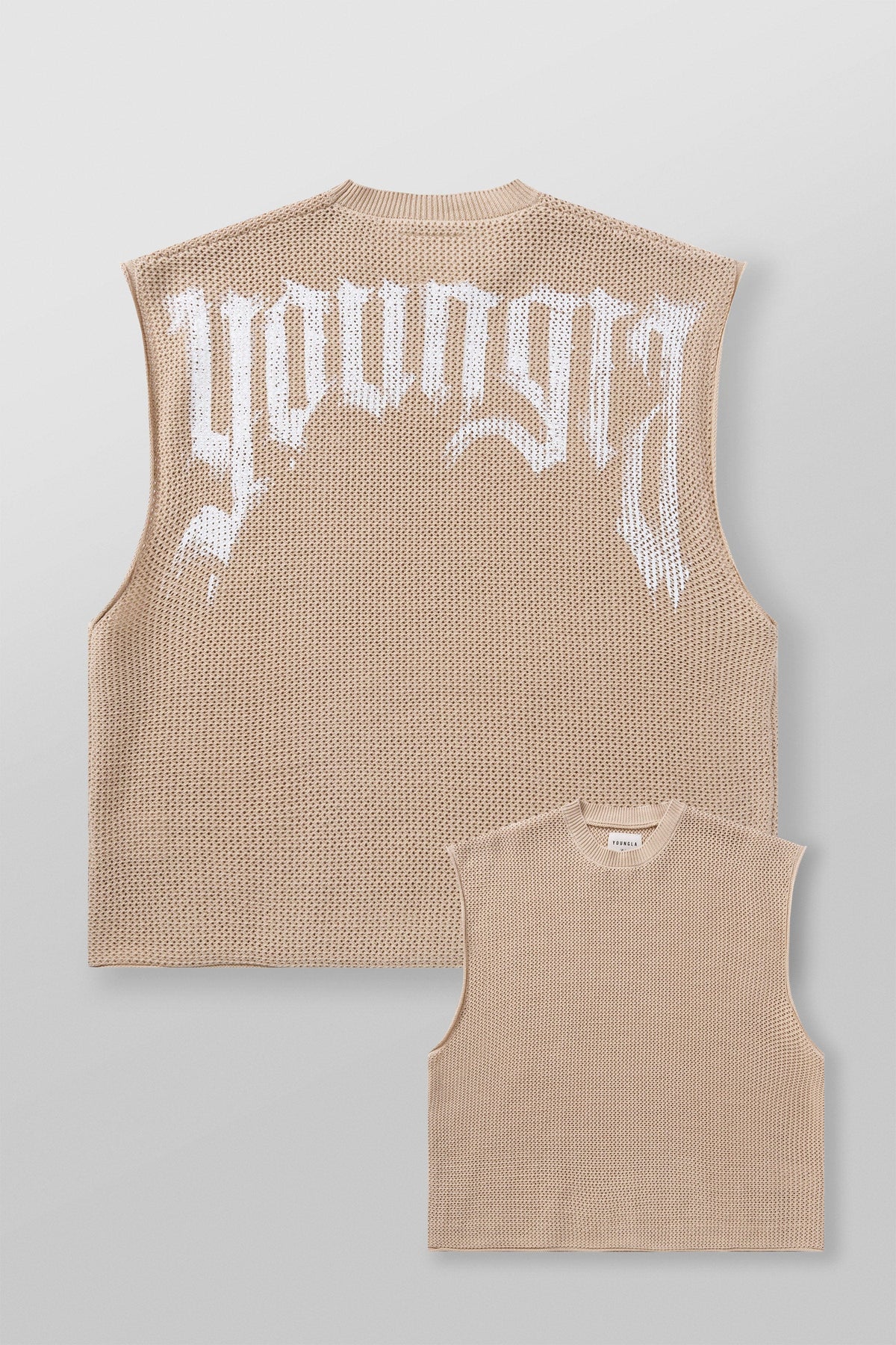 Drop Shoulder Knit Cut-Off Tan
