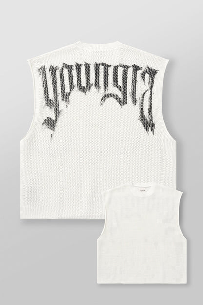 Drop Shoulder Knit Cut-Off White