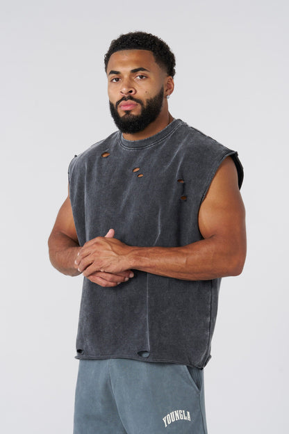 Anarchy Cropped Tanks Deep Navy Wash