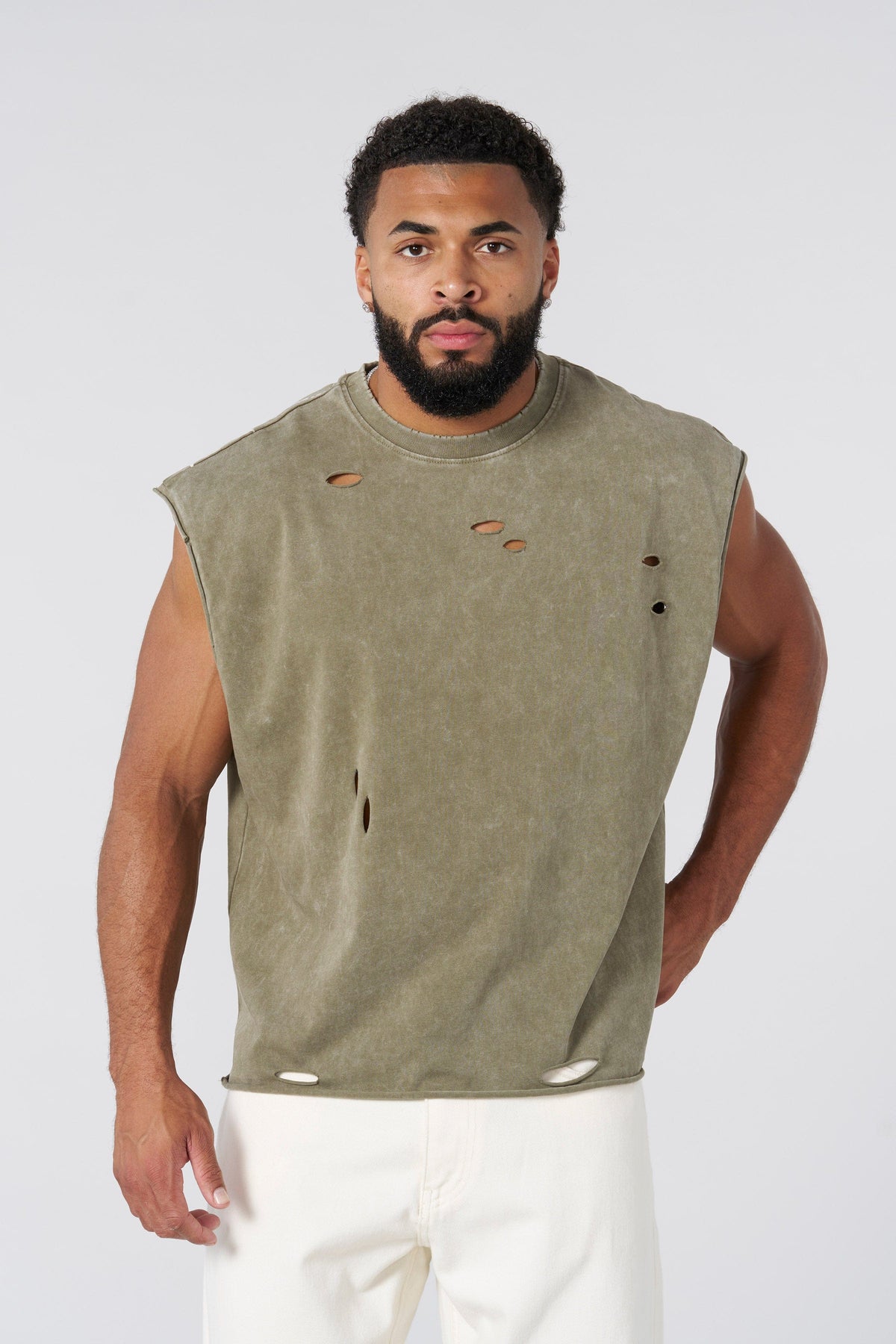 Anarchy Cropped Tanks Olive Wash