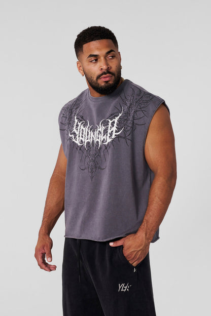 3027 Playera YoungLA Sin Mangas Dark Wave Cut-Offs