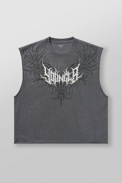 3027 Playera YoungLA Sin Mangas Dark Wave Cut-Offs