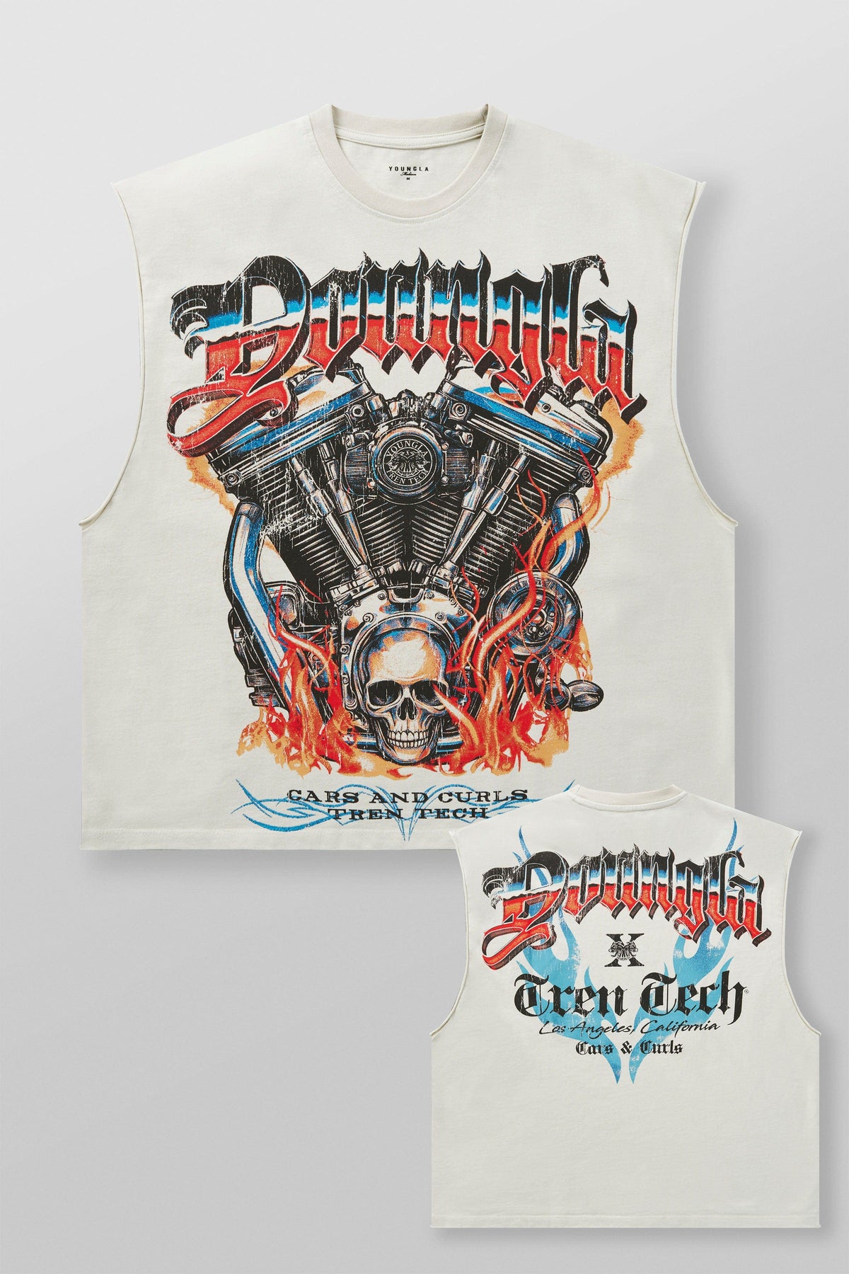 Cars & Curls Cut-Offs Hell Ride Off-White