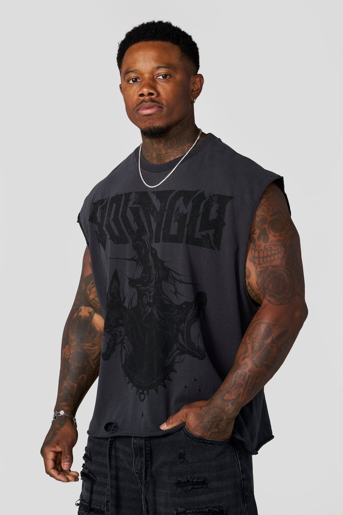 Unleashed Cut-Offs Charcoal Wash