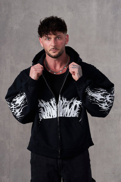 5128 - Venom Hoodies YoungLA México Black Wash
