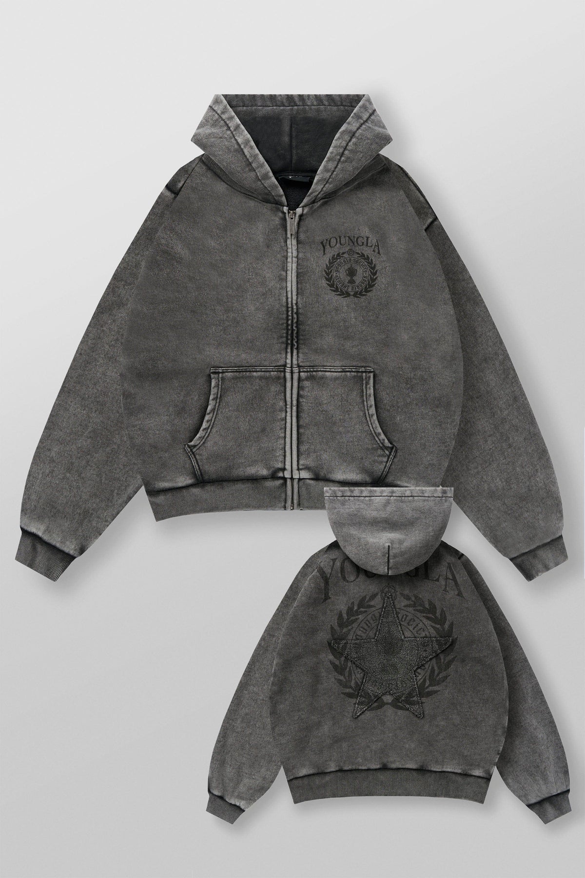 Star Crest Zip-Ups Grey Wash