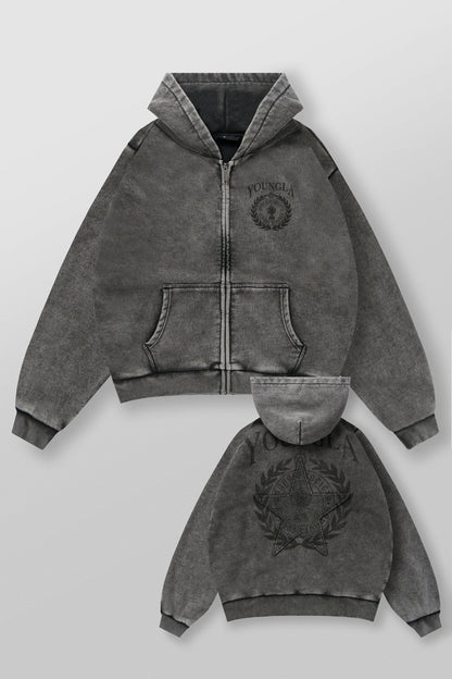 Star Crest Zip-Ups Grey Wash
