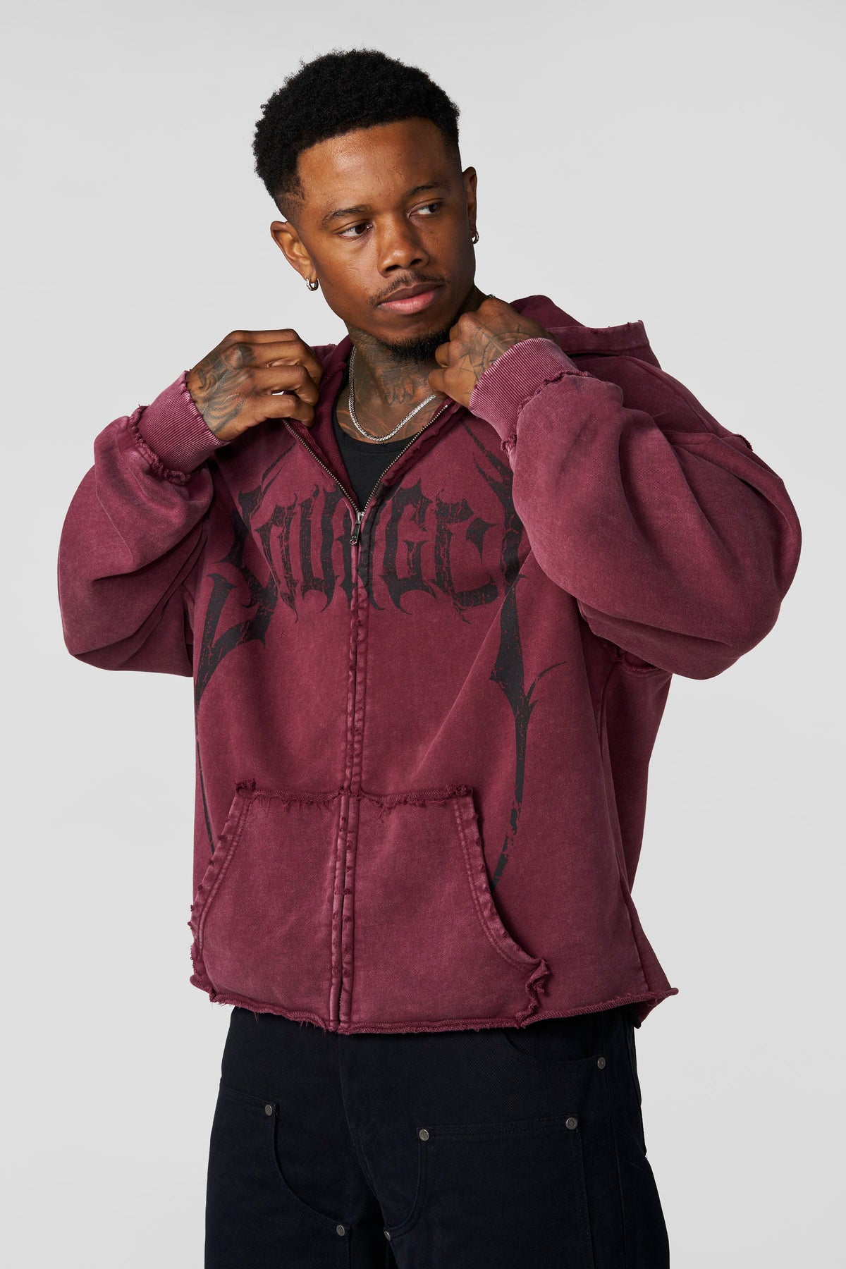 Hardstyle Zip-Ups Burgundy Wash