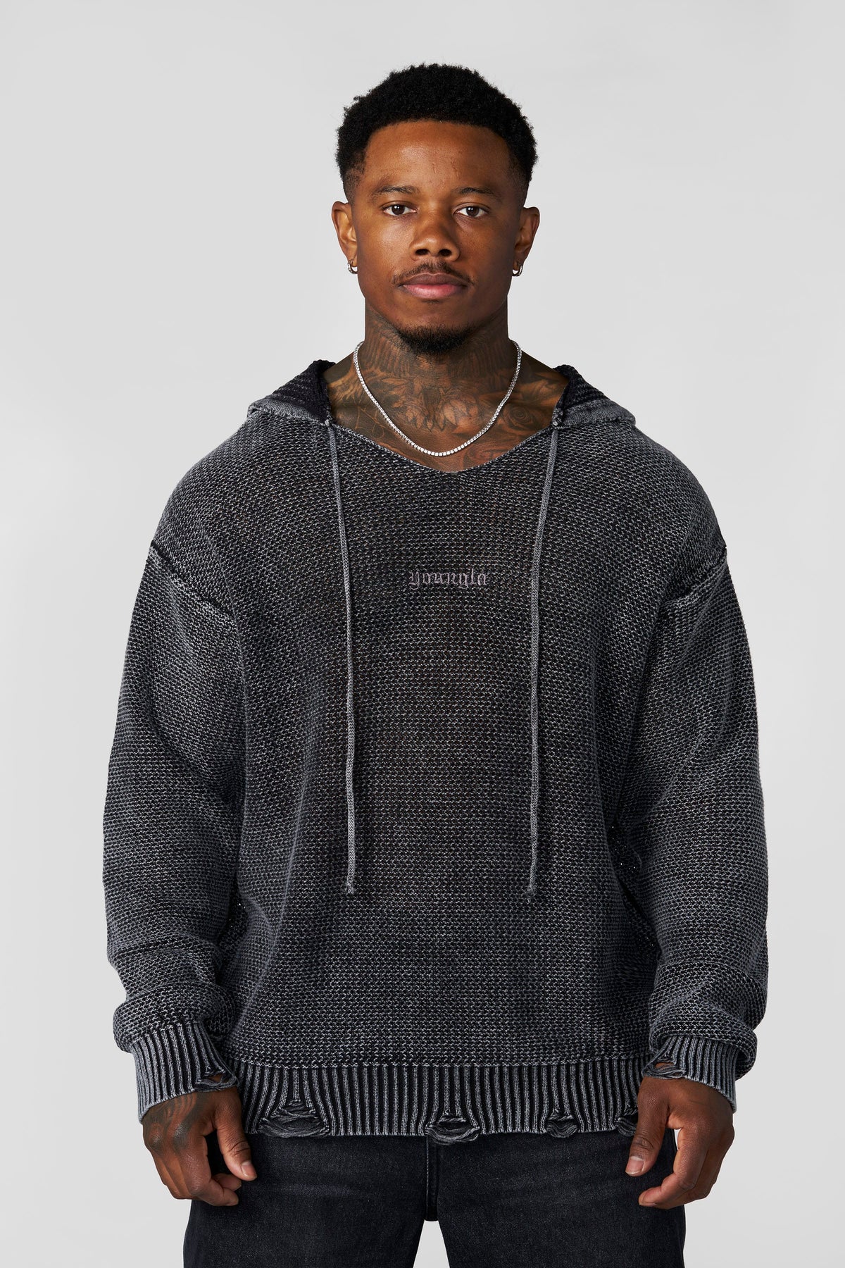 Rave Knit Hoodies Black Wash