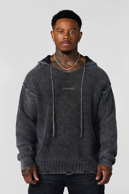 Rave Knit Hoodies Black Wash