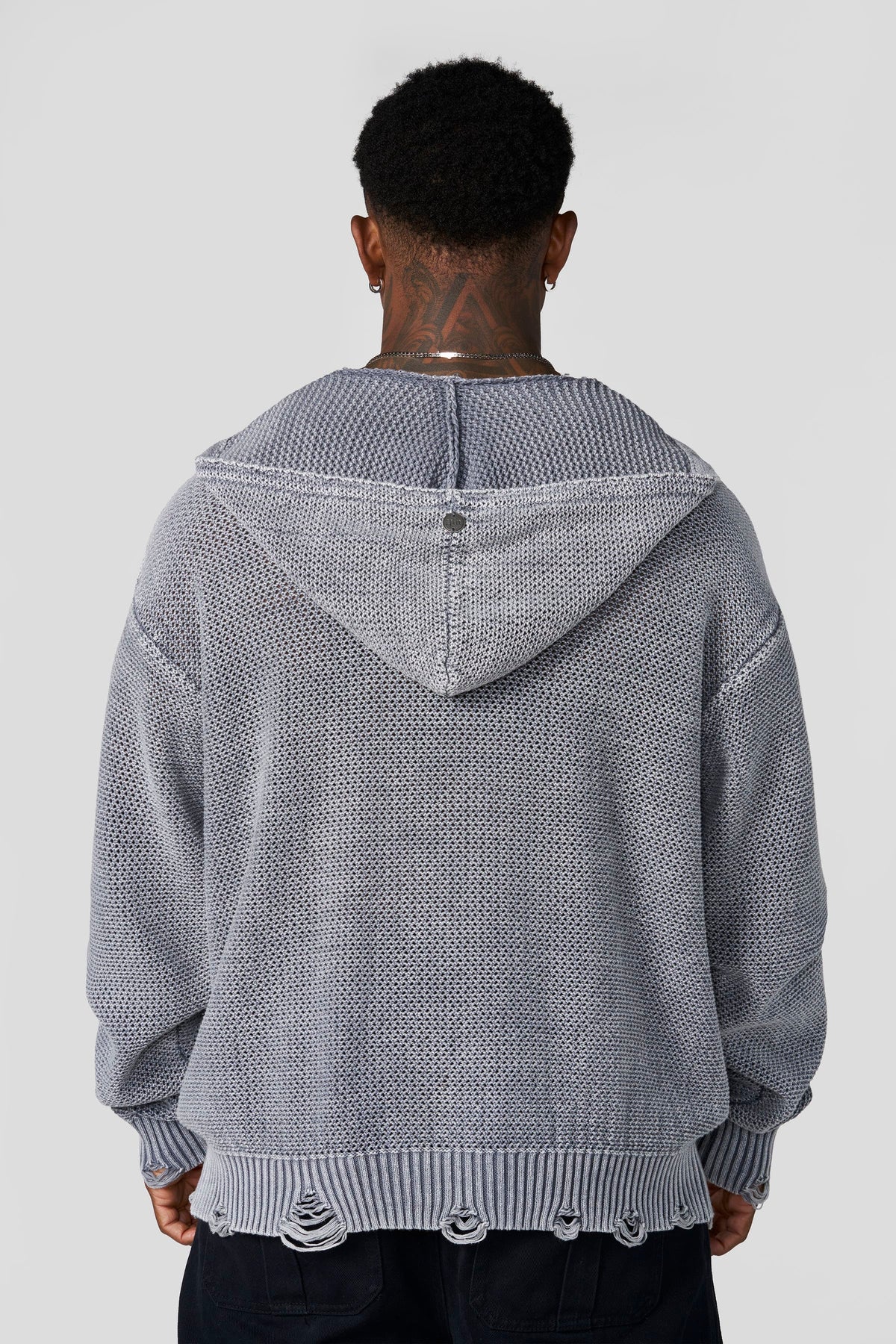 Rave Knit Hoodies Grey Wash