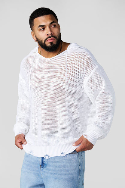 Rave Knit Hoodies White