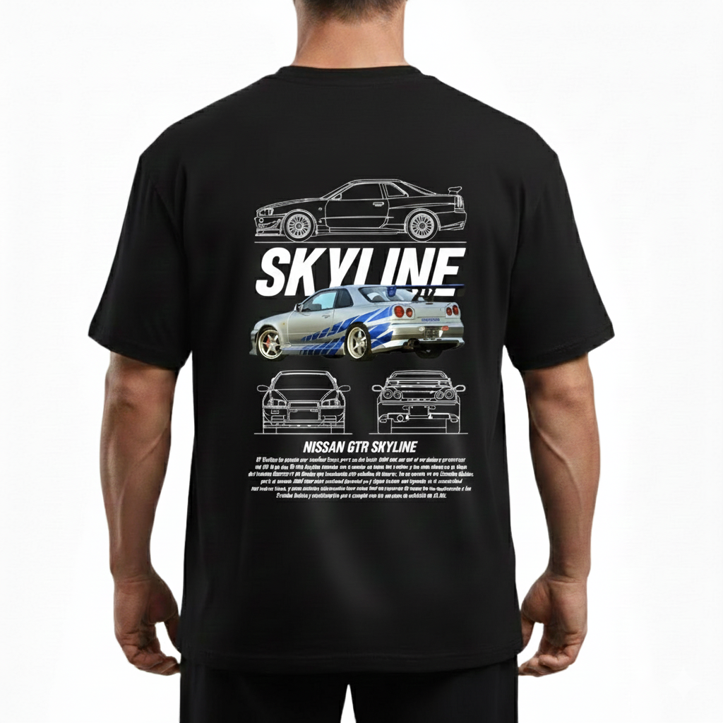 Playera Oversized Nissan Skyline GT-R R34