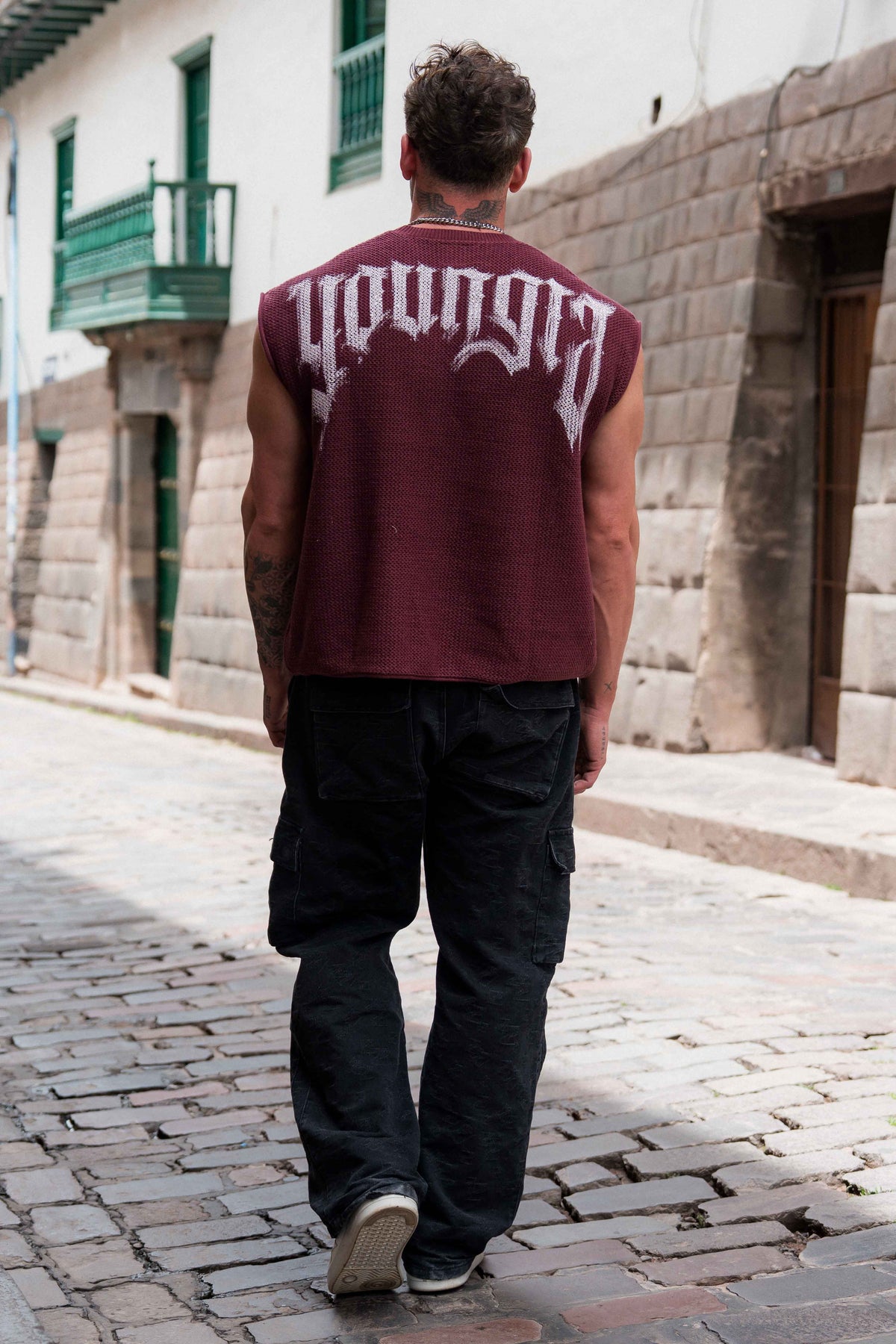 Drop Shoulder Knit Cut-Off YoungLA original