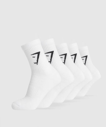GymShark - Midi Socks 5pk White