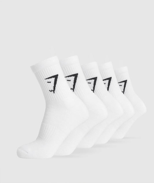 GymShark - Midi Socks 5pk White