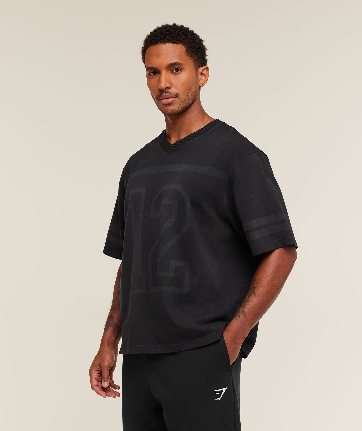 Gymshark Collegiate Washed Jersey T-Shirt - Black