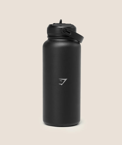 Gymshark Metal Insulated Straw Bottle 1L - Black